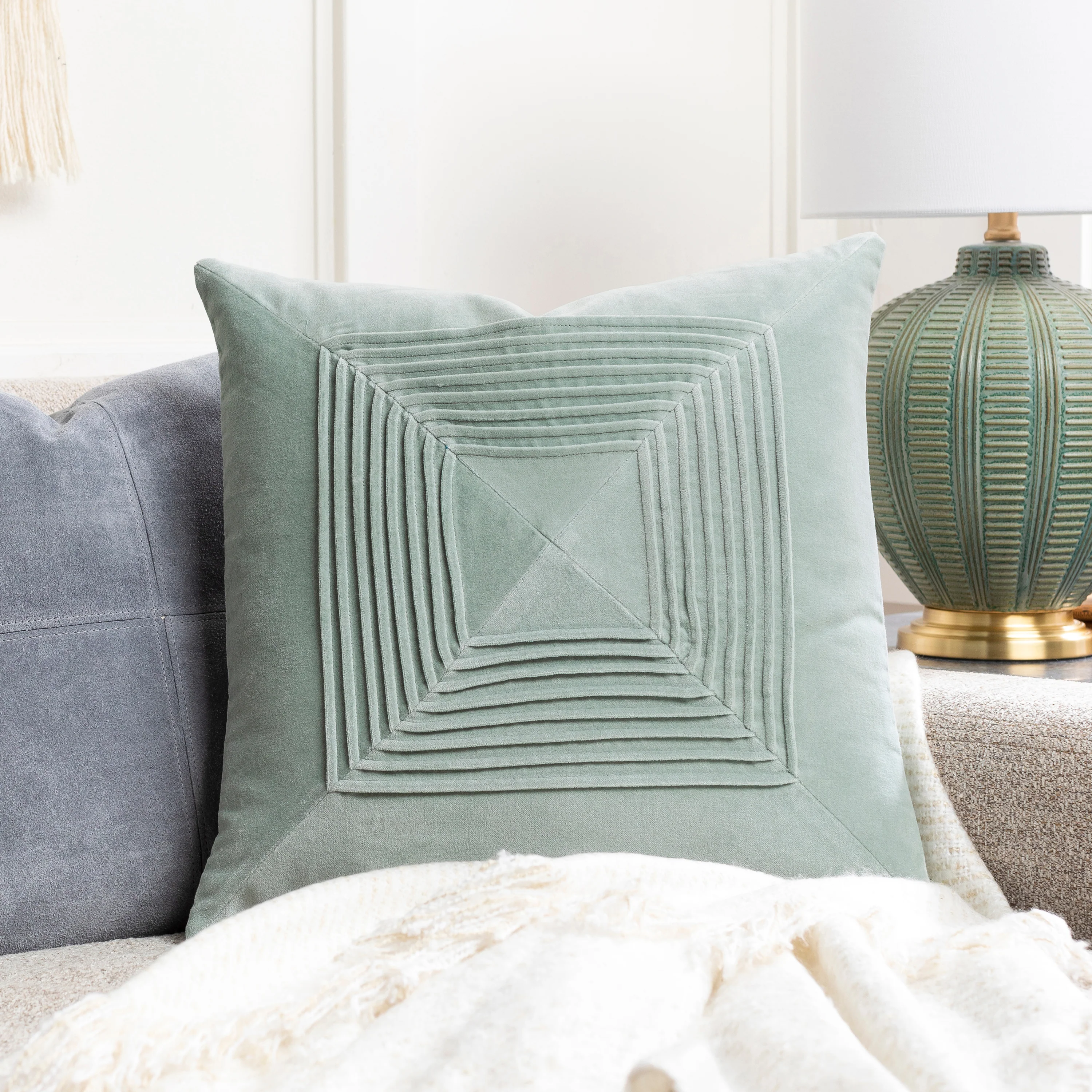 Akira Pleated Velvet Pillow - Image 9