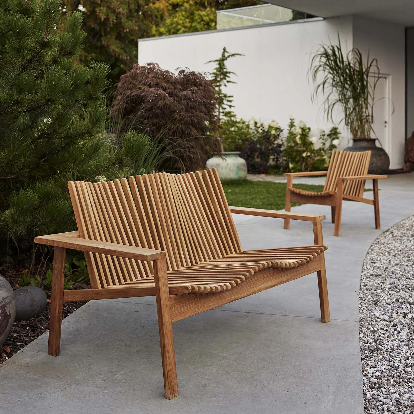 Amaze Outdoor Teak Stackable 2 Seater Sofa - Image 10