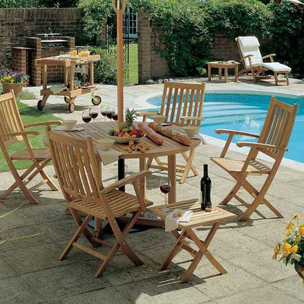 Ascot Teak Folding Carver Outdoor Chair - Image 4