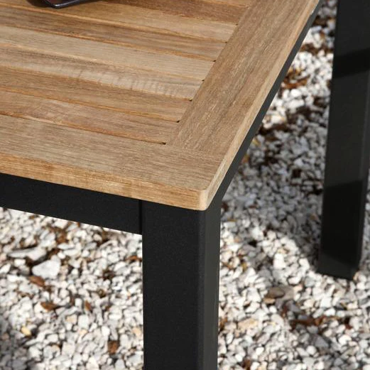 Aura Square Outdoor Dining Table - Teak Top - Image 8