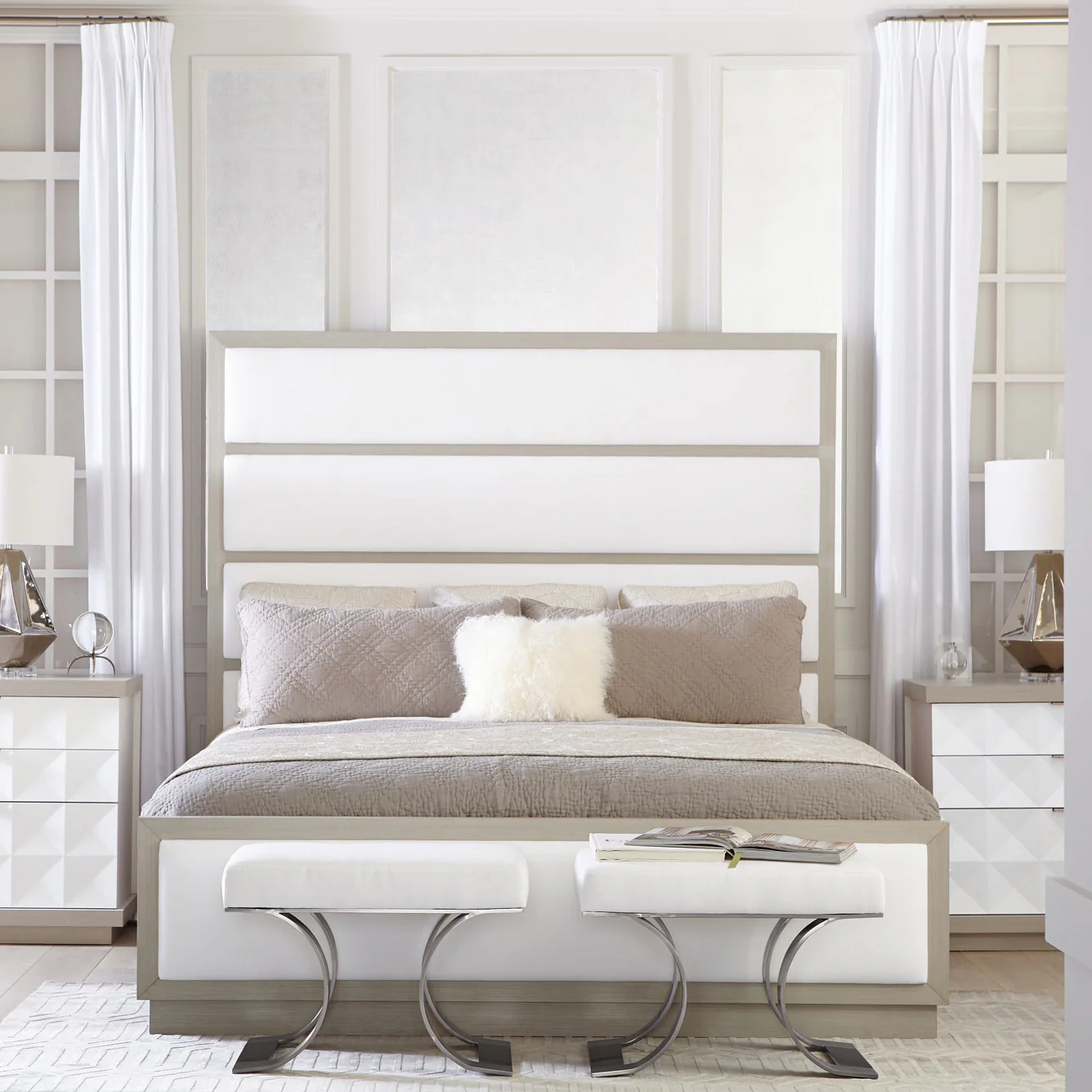 Axiom Upholstered Panel Bed with High Headboard - Image 7