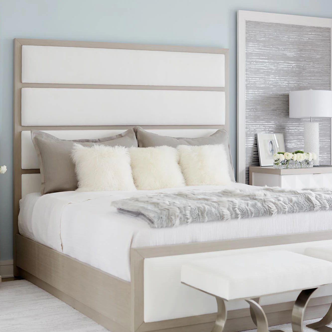 Axiom Upholstered Panel Bed with High Headboard - Image 8