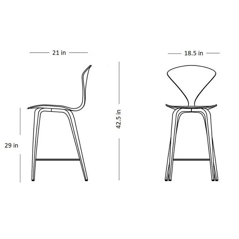 Stool with Wood Base - Upholstered Seat - Image 13
