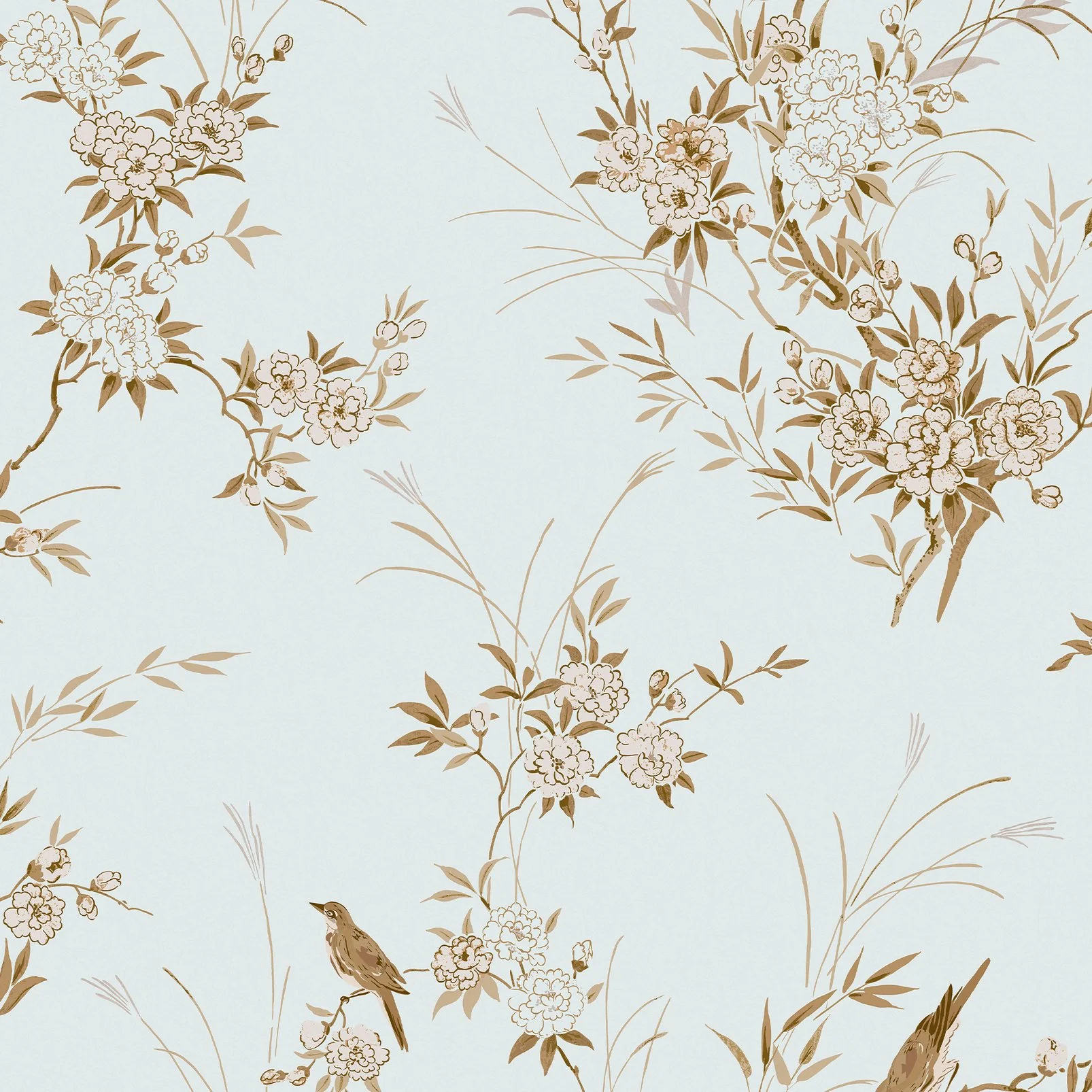 Rachel Ashwell Bird Chinoiserie Blue Gold Wallpaper - Image 10