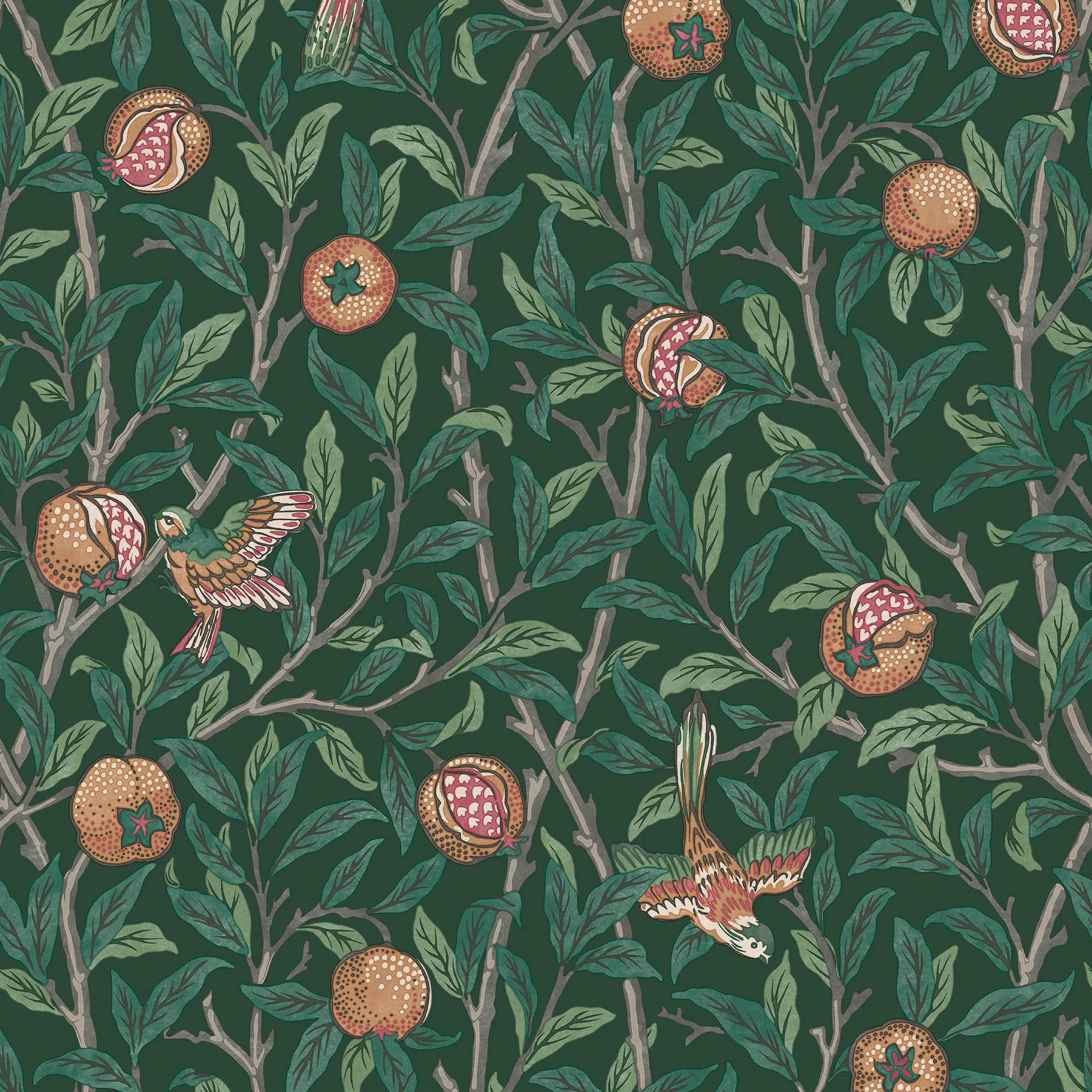 William Morris Bird & Pomegranate Charcoal Wallpaper - Image 3