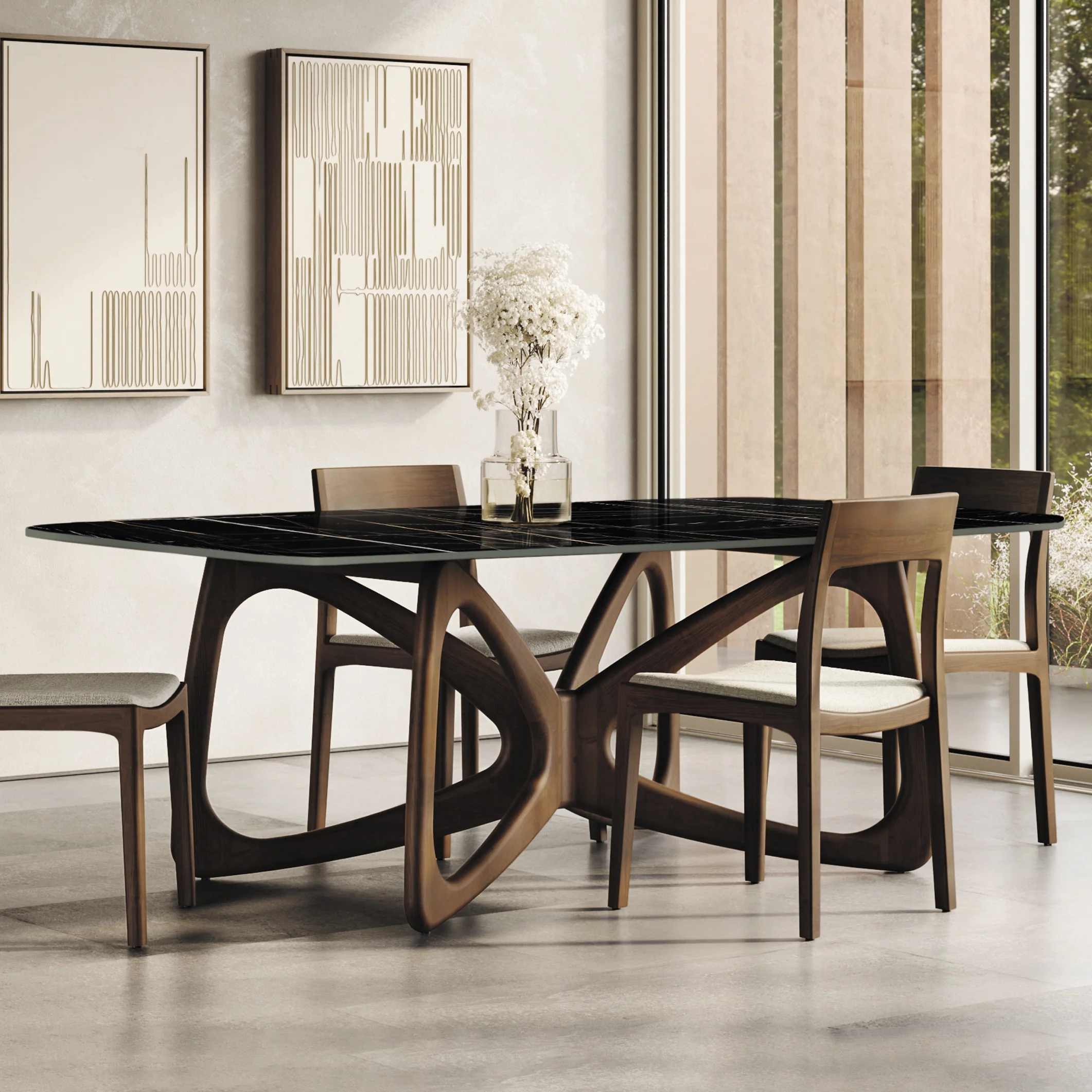Butterfly Sintered Stone Boat Shaped Table - Image 4