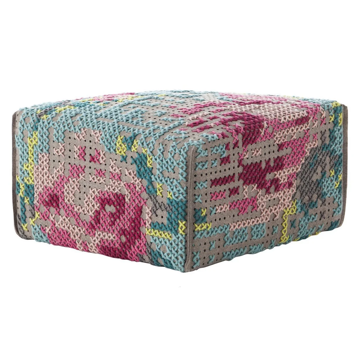Canevas Spaces Square Flowers Pouf - Image 2
