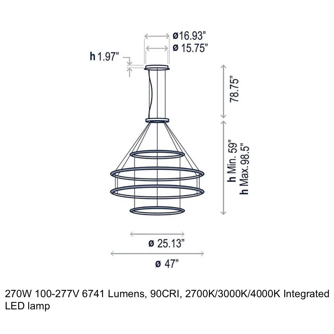 Circular Four Ring Pendant Light - Image 6