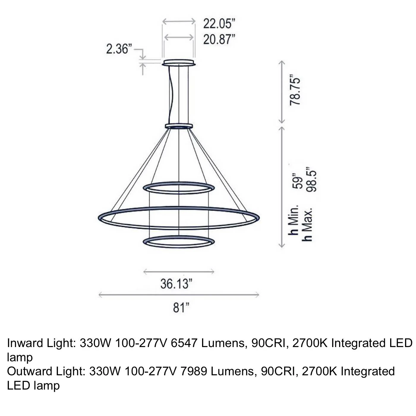 Circular Three Ring Pendant Light - Image 9