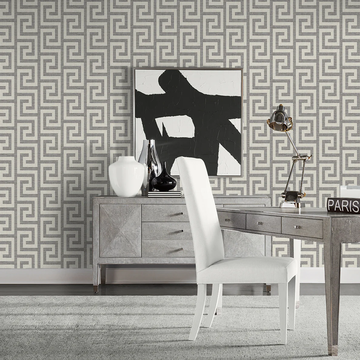 Coastal Haven Luna Retreat Greek Key Wallpaper - Image 12