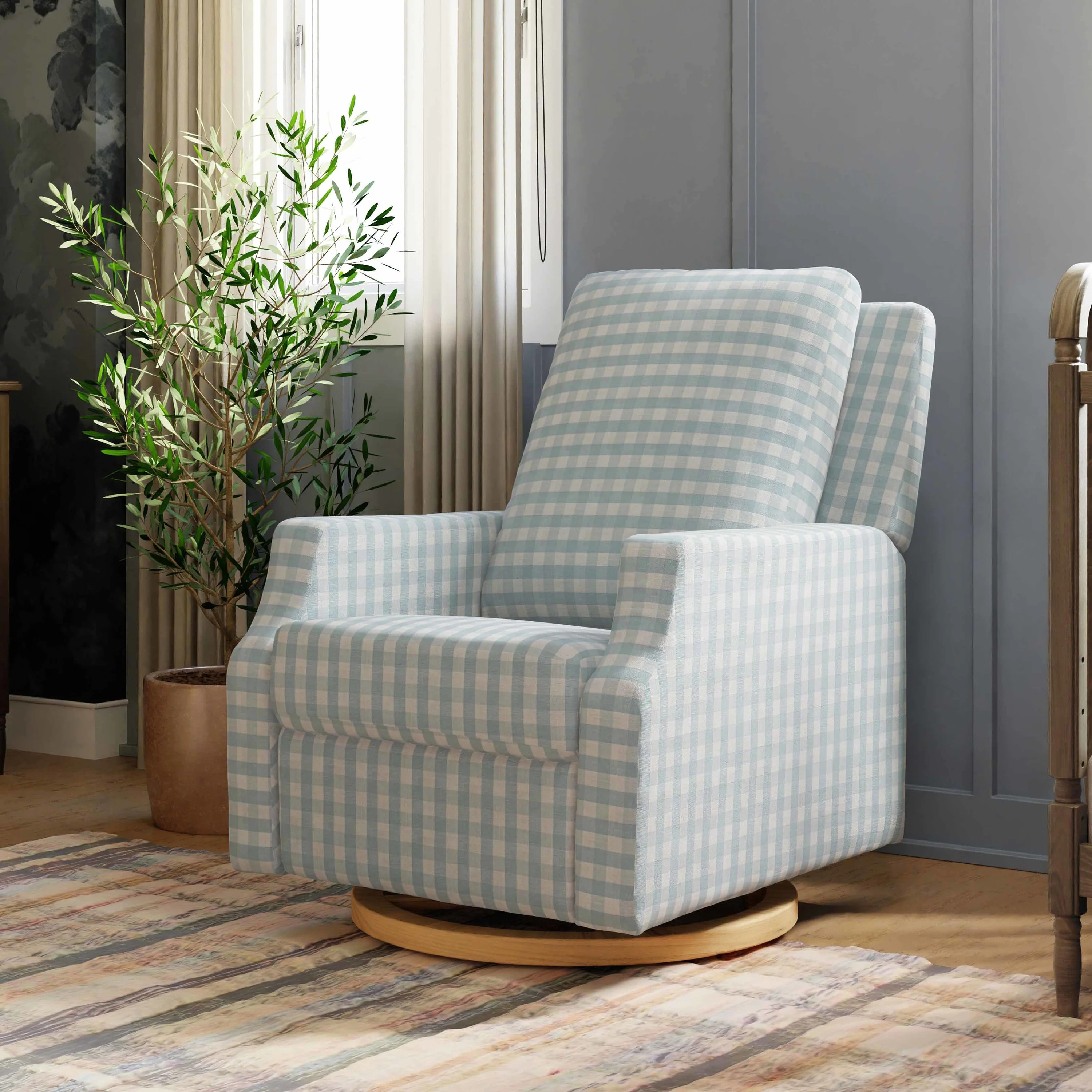 Crewe Recliner and Swivel Glider with Wood Base - Image 2