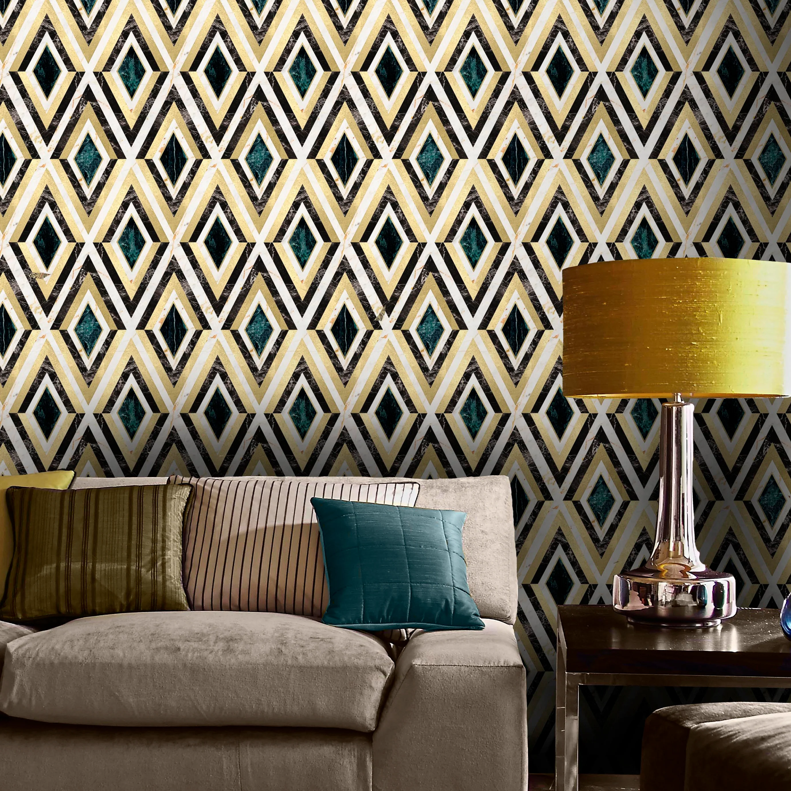 Diamonds Metallic Wallpaper