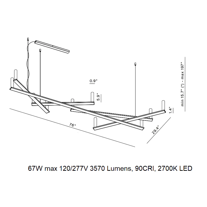 Dix Bougies Linear Pendant Light - Image 3