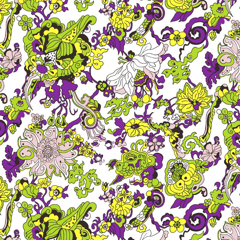 Dragon Flowers Wallpaper Sample Swatch - Image 26