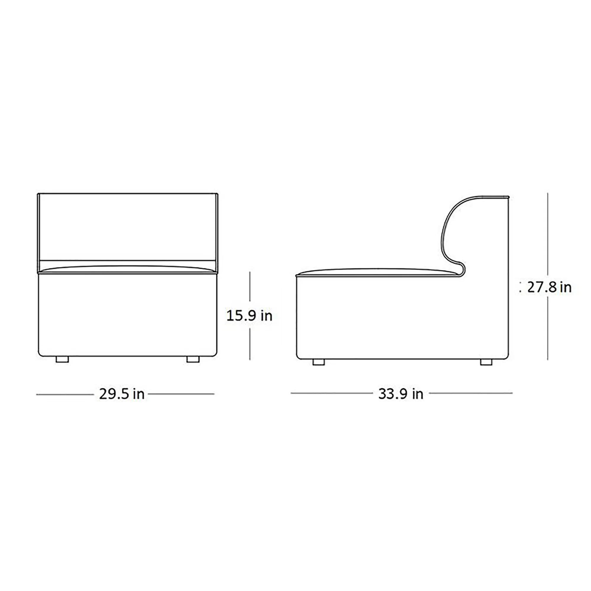 Eave Modular Sofa Middle Piece Armless - Image 15