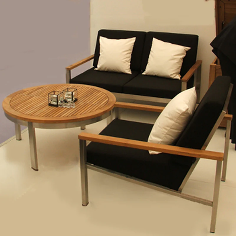 Equinox Circular Conversation Outdoor Table - Teak Top - Image 5