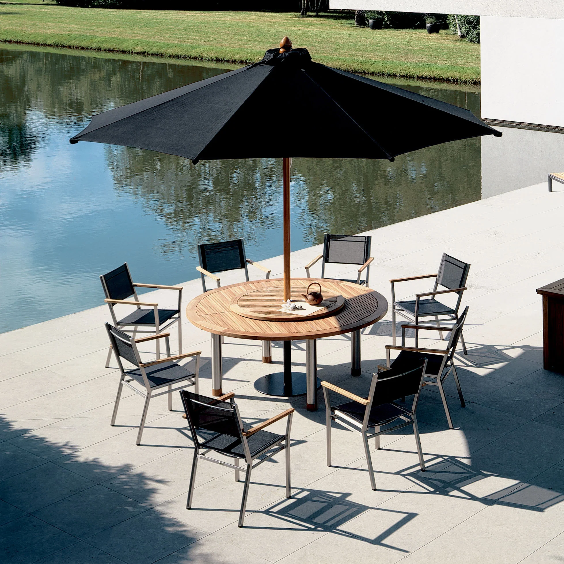 Equinox Circular Outdoor Dining Table - Teak Top - Image 5