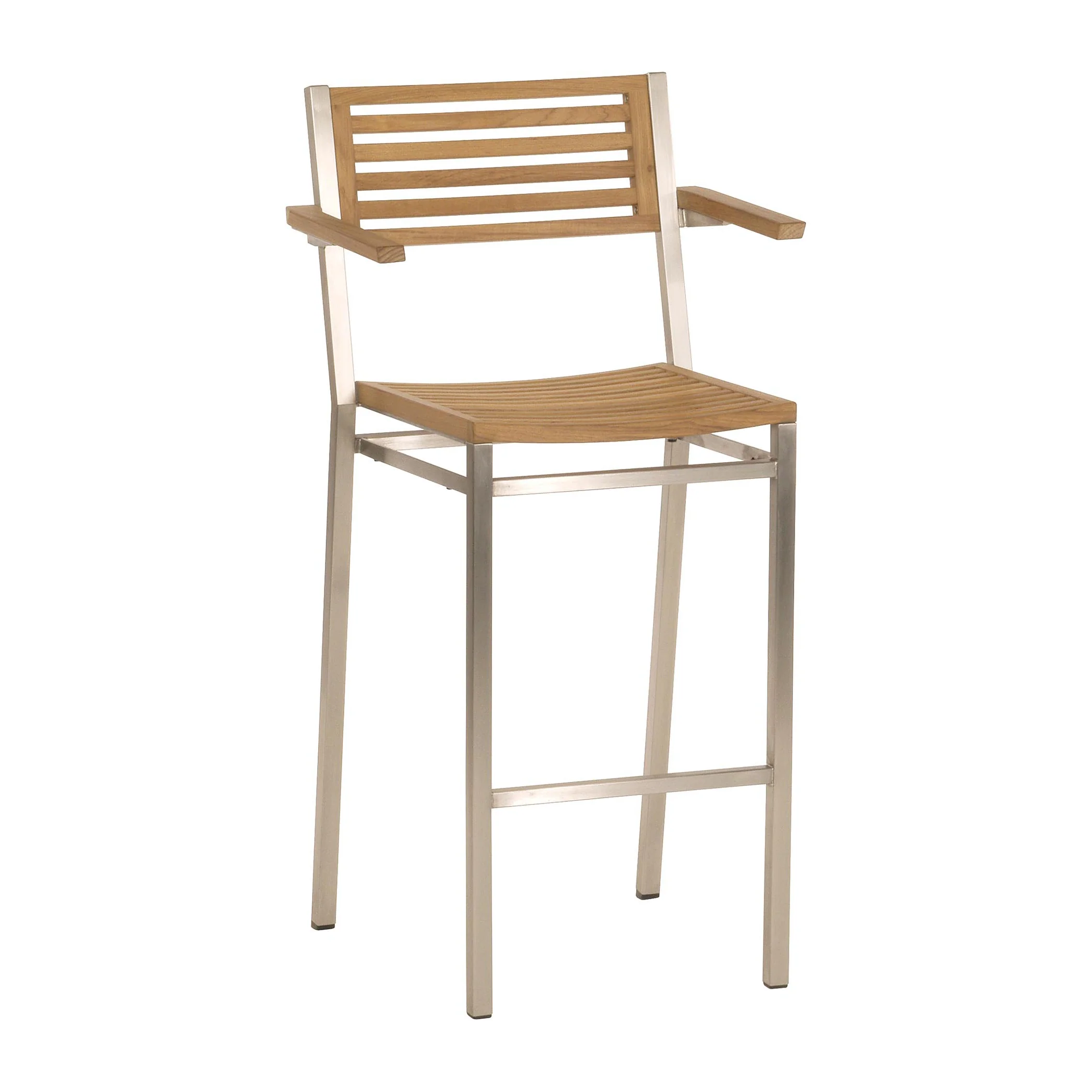 Equinox Carver Teak Outdoor Stool with Armrests - Image 2