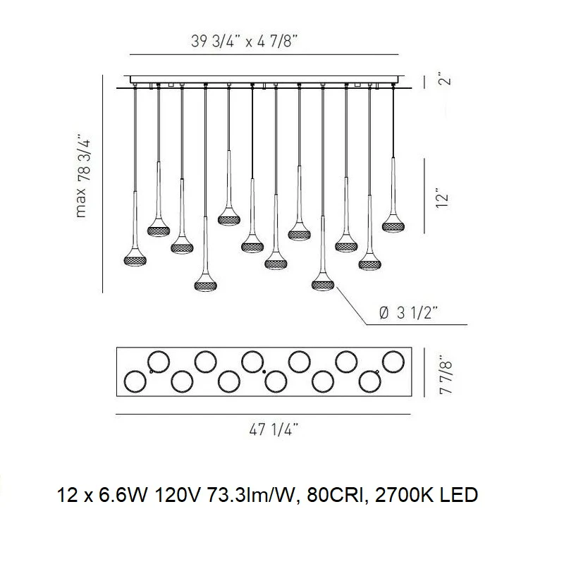 Fairy 12 Light Linear Cluster Pendant Light - Image 9