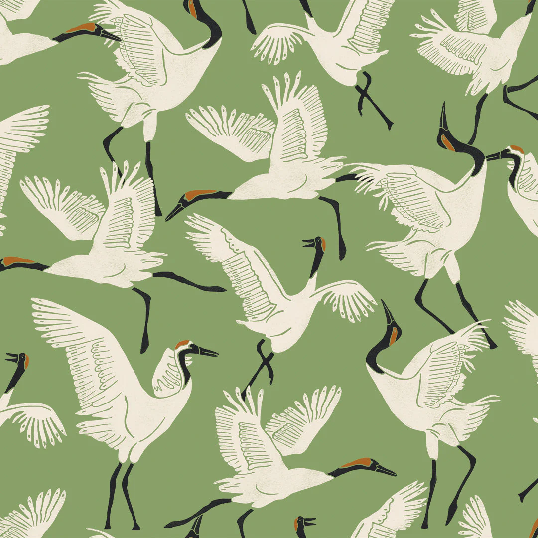 Family of Cranes Wallpaper Sample Swatch - Image 2