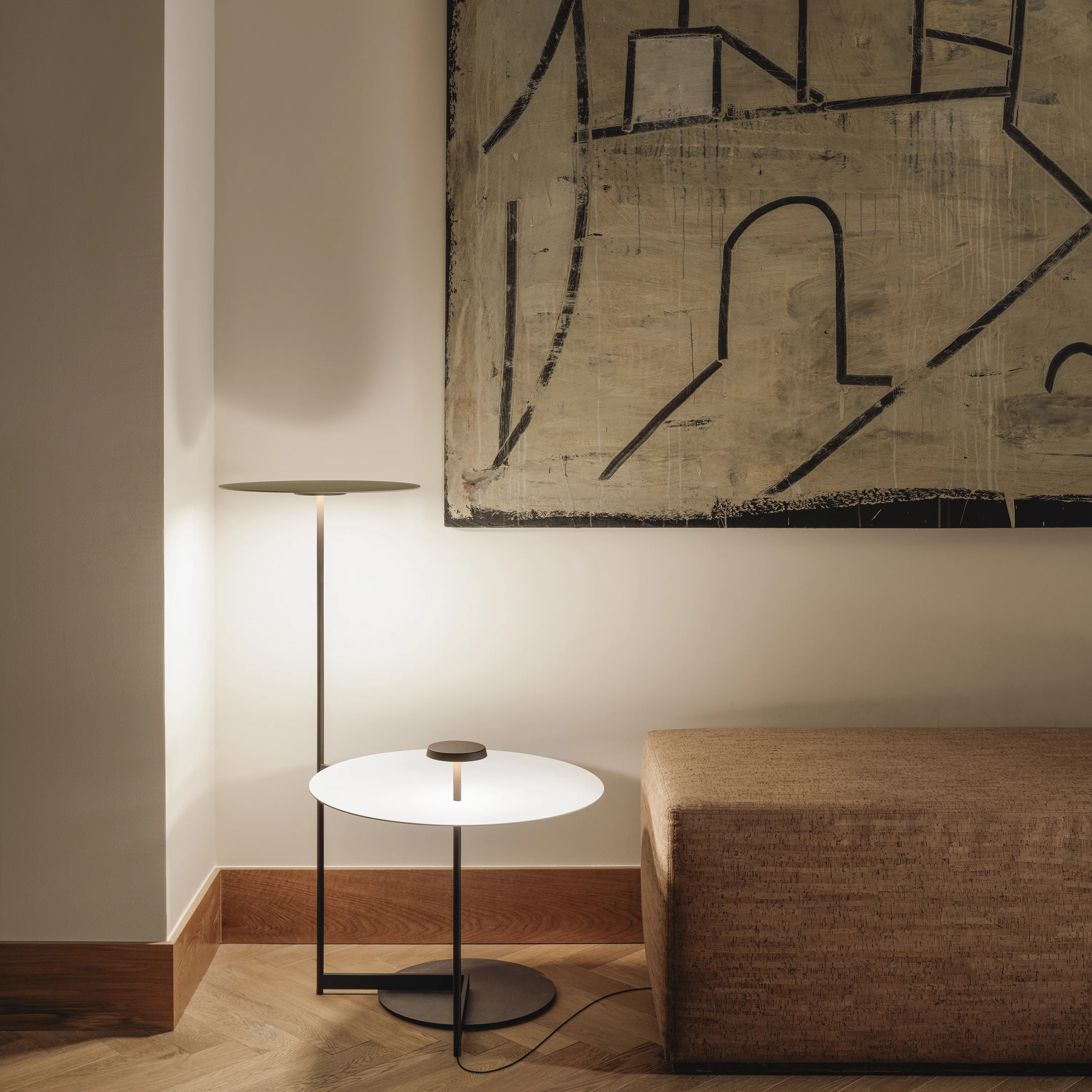 Flat Side Table / Double Floor Lamp - Image 4