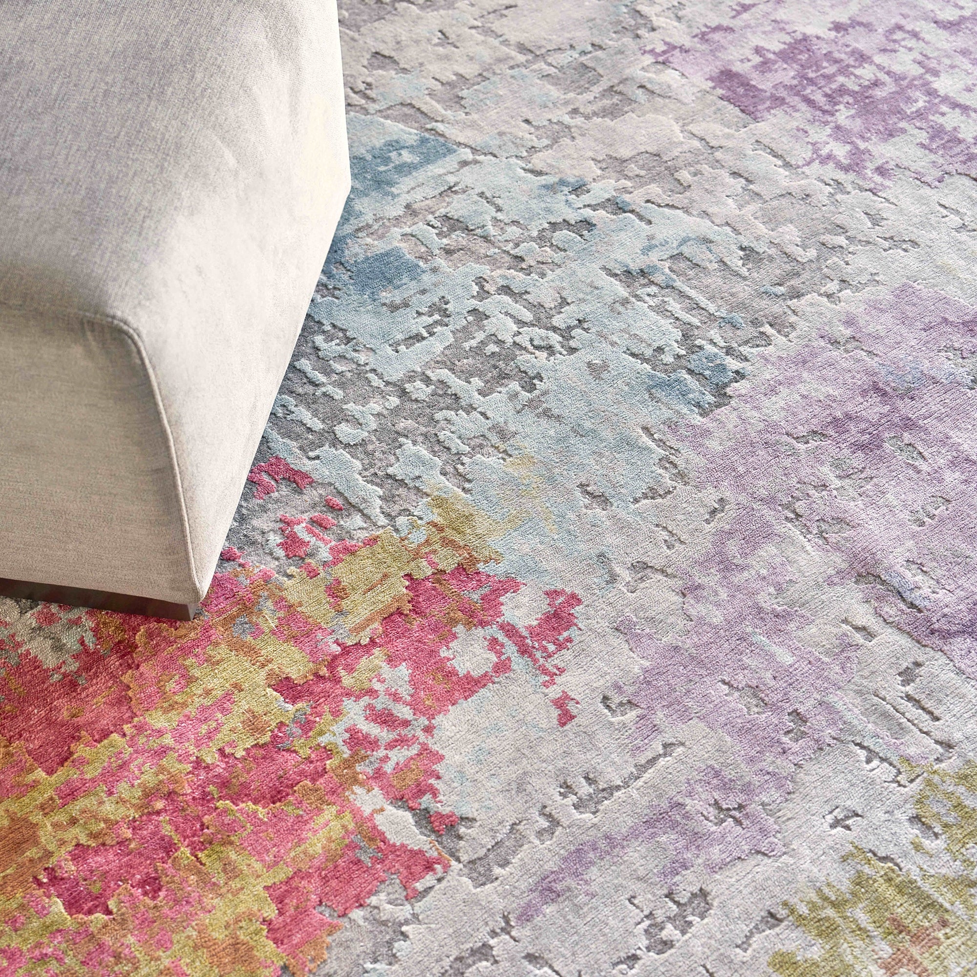 Floor Art Ivory/Gold/Lavender Area Rug - Image 2