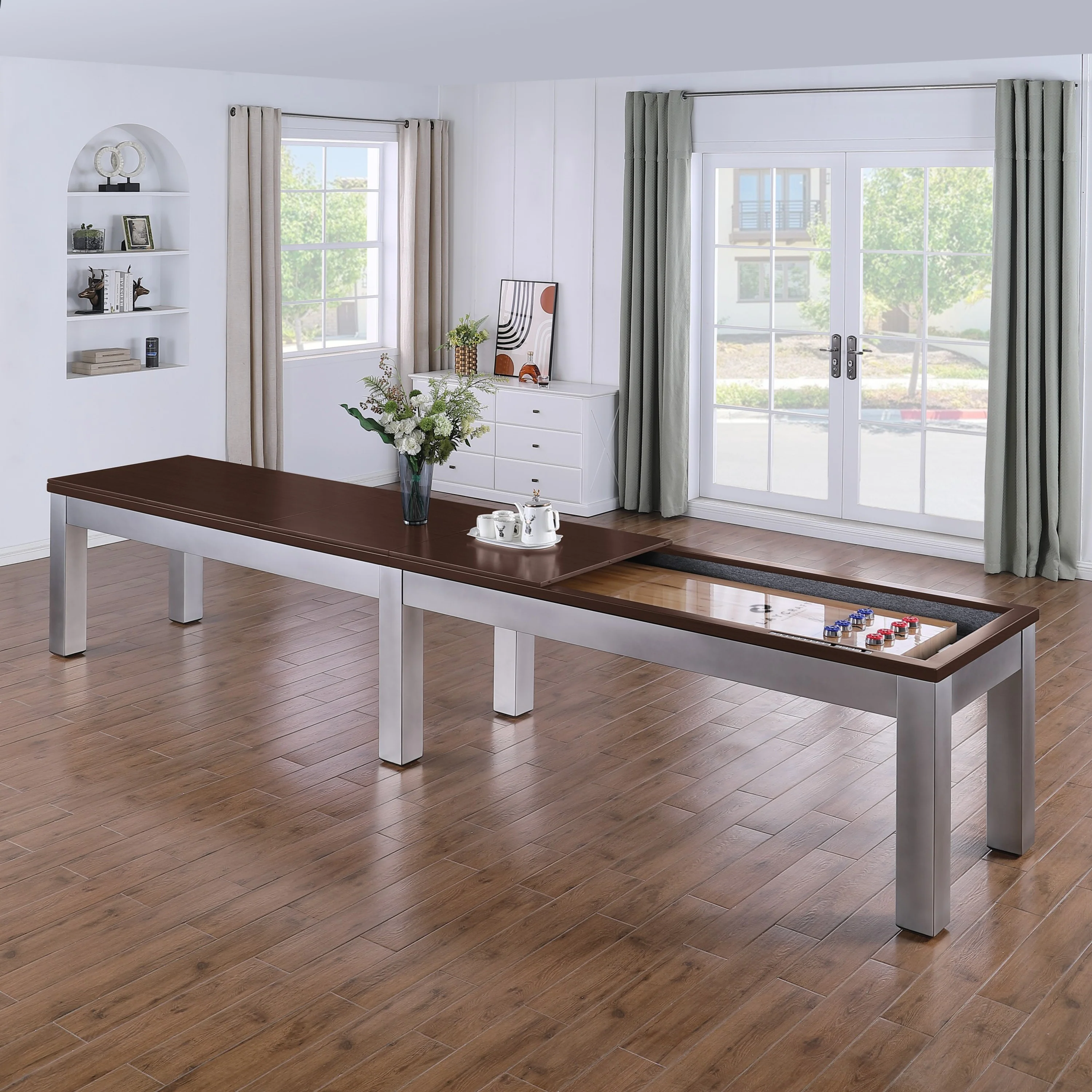 Genoa Pro-Series Shuffleboard Table with Butcher Block - Image 4