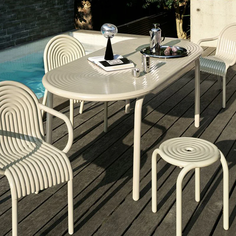 Groove Obround Outdoor Dining Table - Image 8