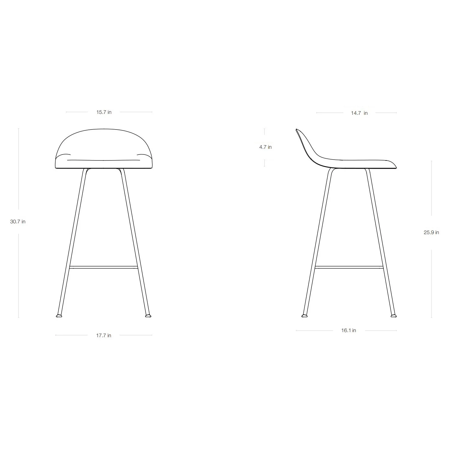 GUBI 3D Non Upholstered Bar and Counter Stool - Center Base - Image 8