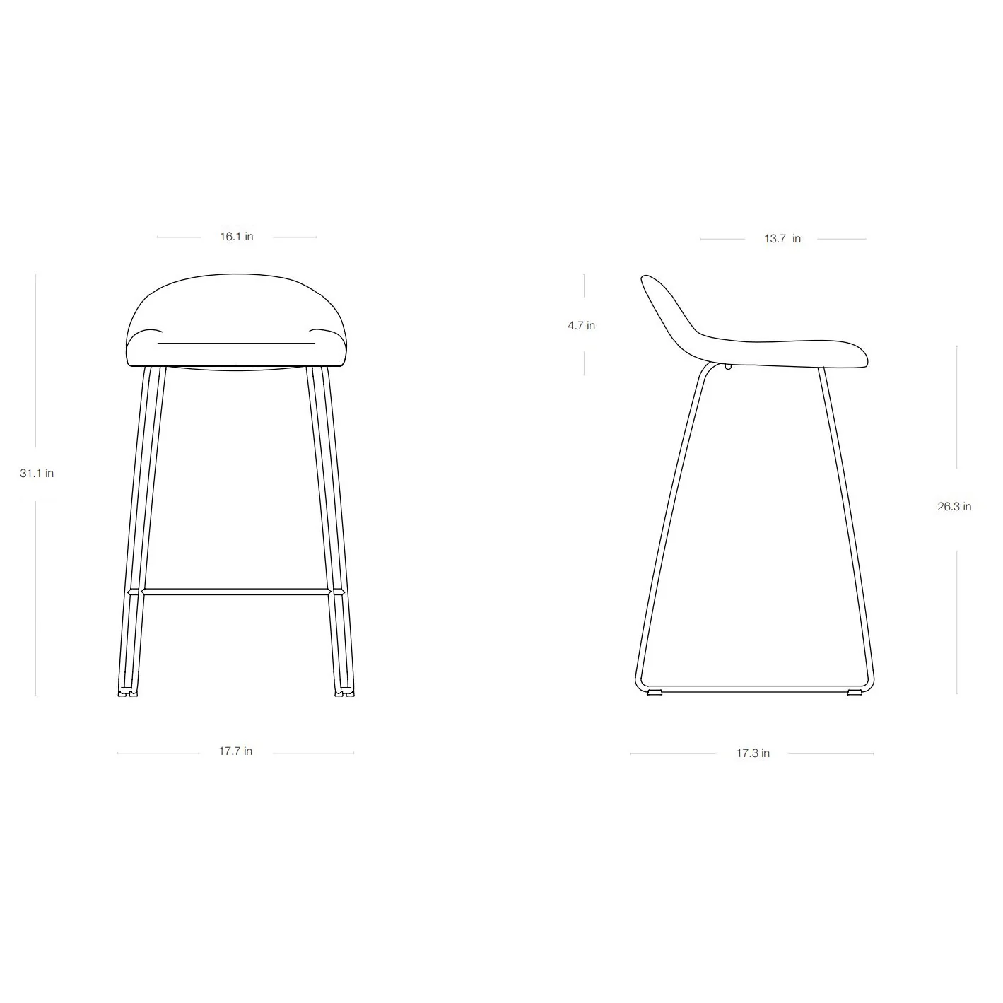 GUBI 3D Upholstered Bar and Counter Stool - Sledge Base - Image 11