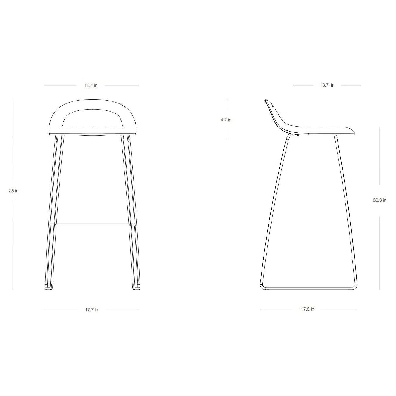 GUBI 3D Upholstered Bar and Counter Stool - Sledge Base - Image 12