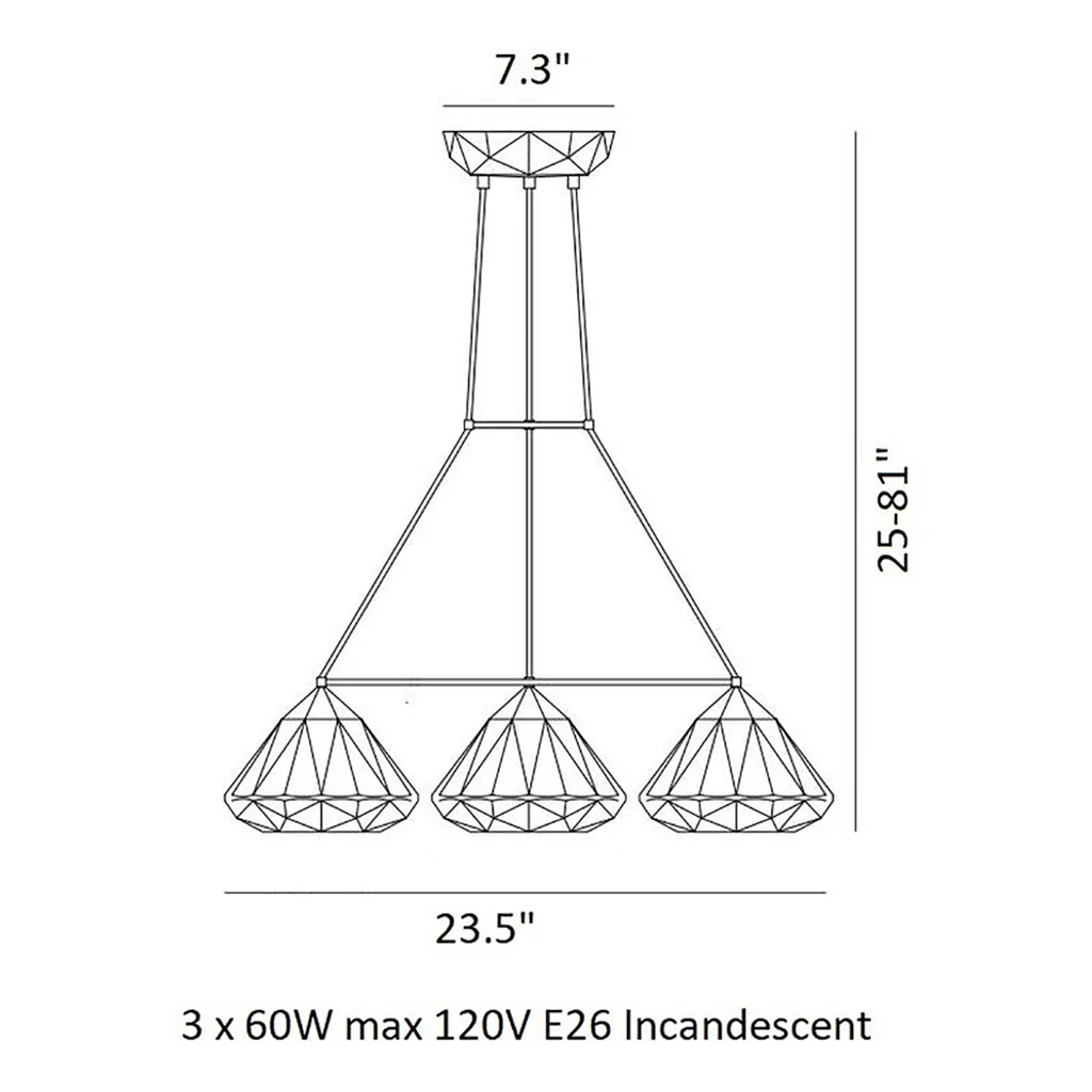Hatton 1 Triangular Grouping Pendant Light - Image 4
