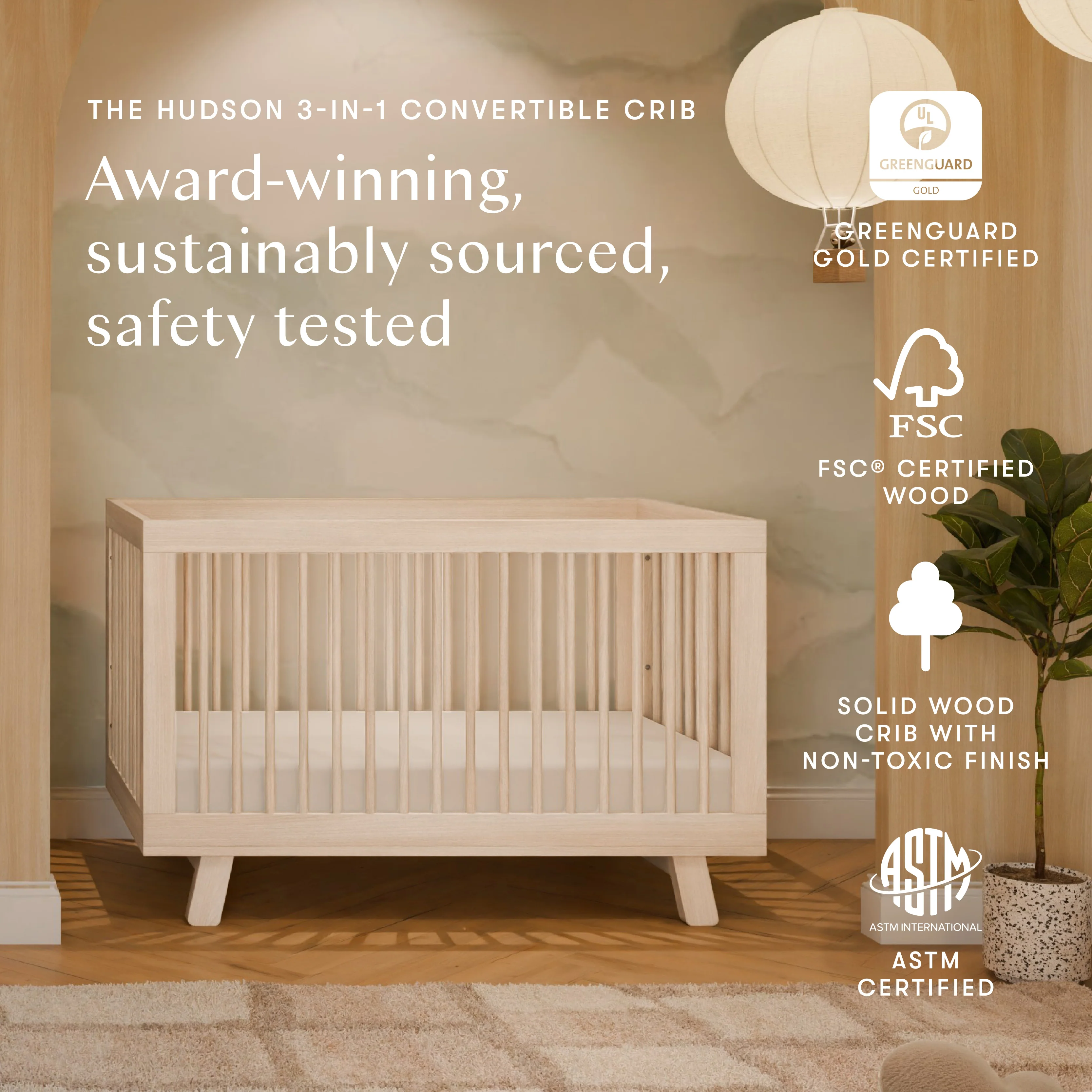 Hudson 3-in-1 Convertible Crib with Conversion Kit - Image 208