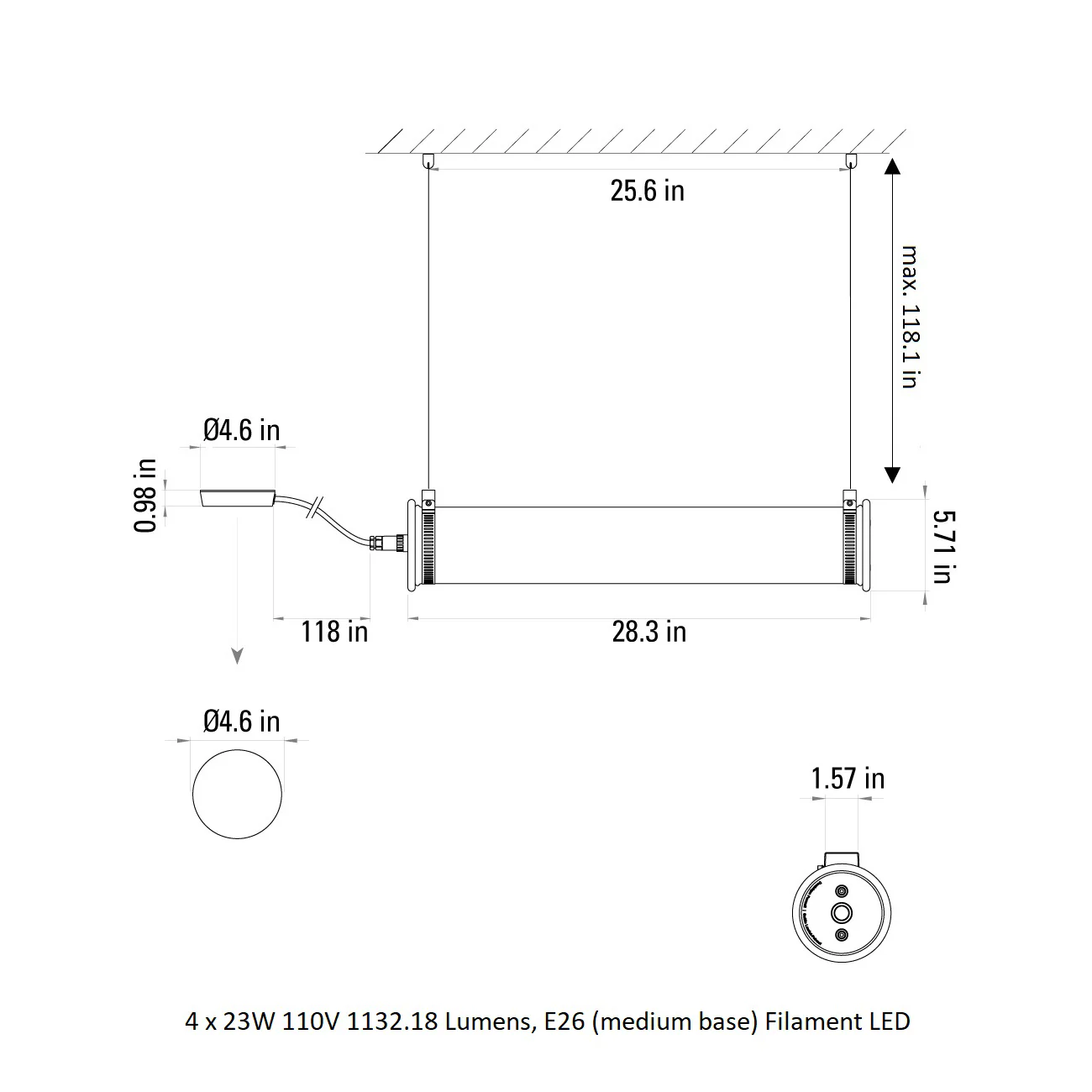 In The Tube Horizontal Outdoor Pendant Light - Image 17