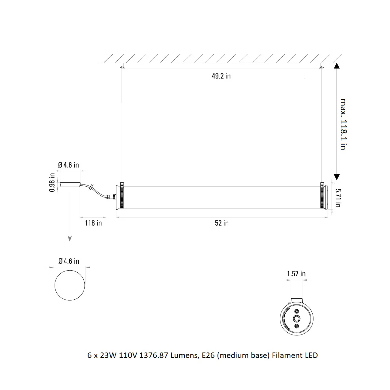 In The Tube Horizontal Outdoor Pendant Light - Image 18
