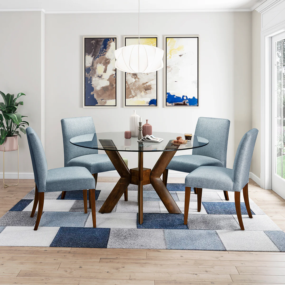 K-Base Round Dining Table - Glass Top - Image 2