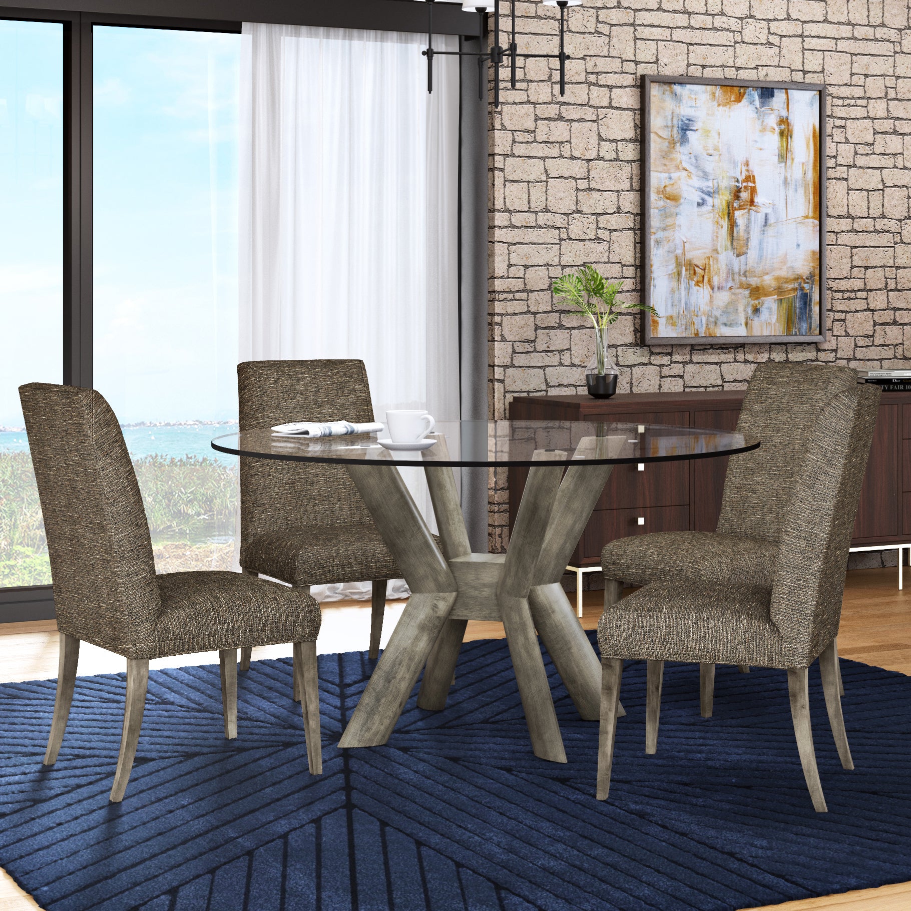 K-Base Round Dining Table - Glass Top - Image 7