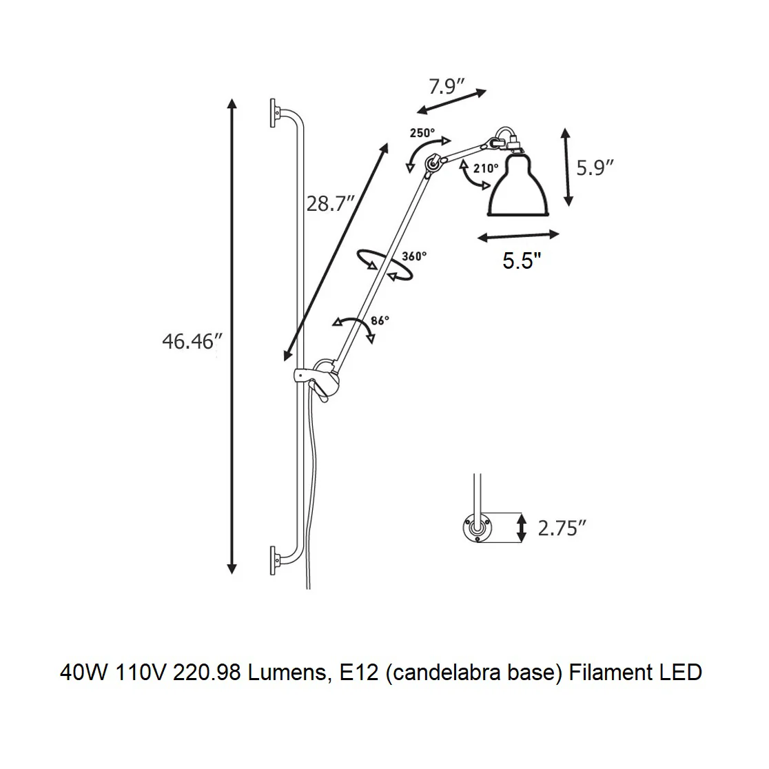 Lampe Gras N°214 Wall Sconce - Image 40