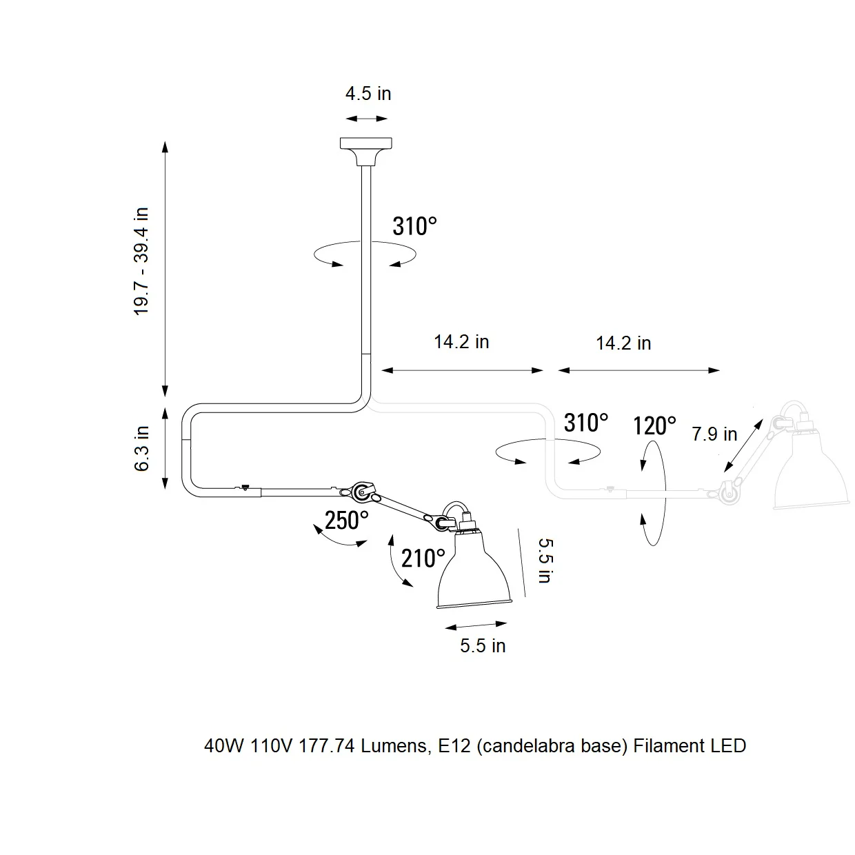 Lampe Gras N°312 Semi Flush Mount - Image 19