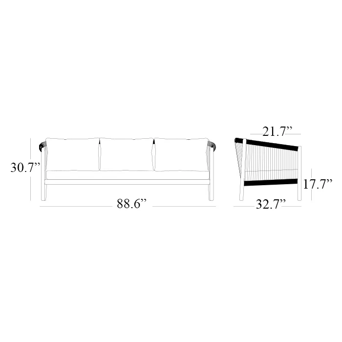 Lento Outdoor 3-Seater Sofa - Image 3