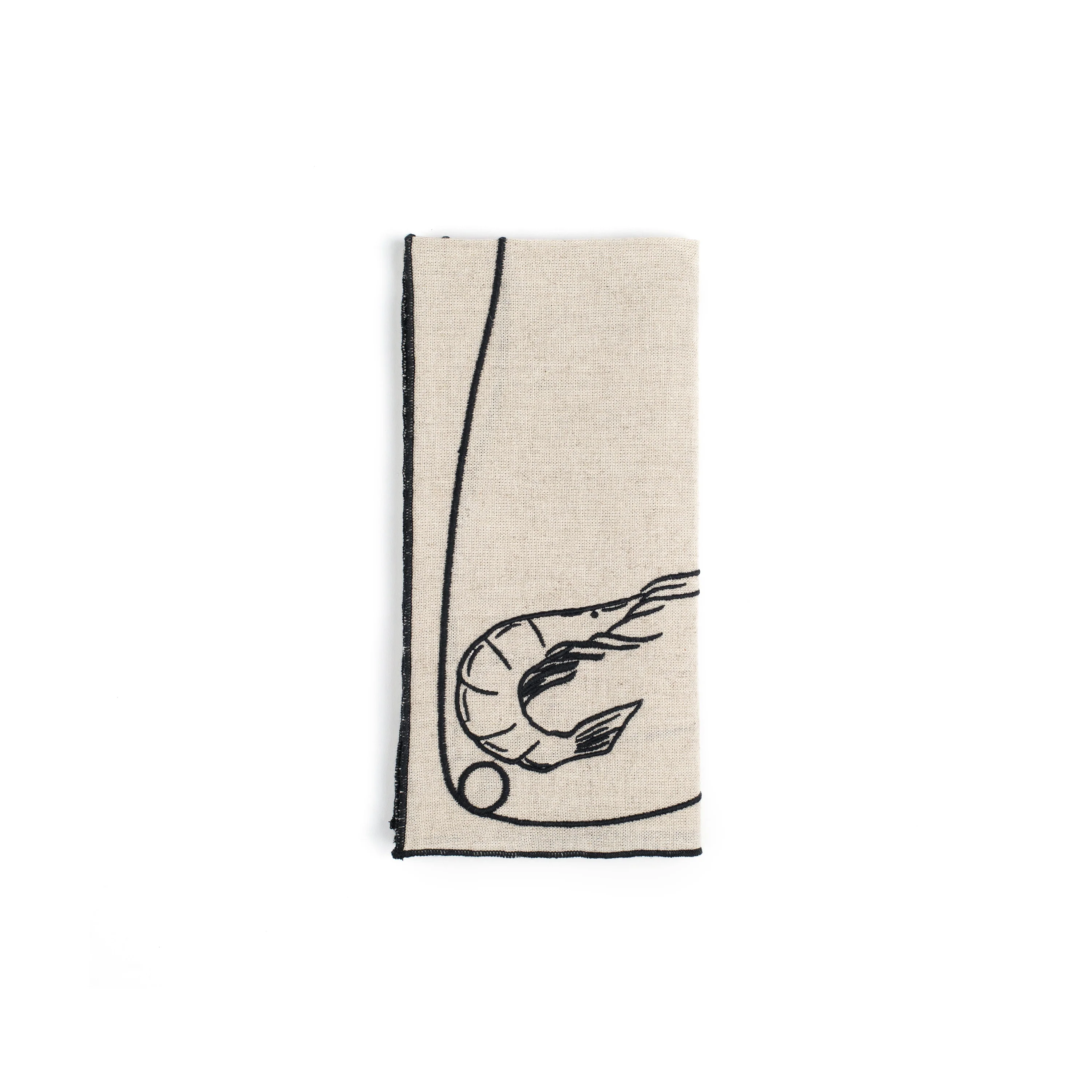 Line Drawing Seafood Embroidered Linen Napkin (Set of 4) - Image 6