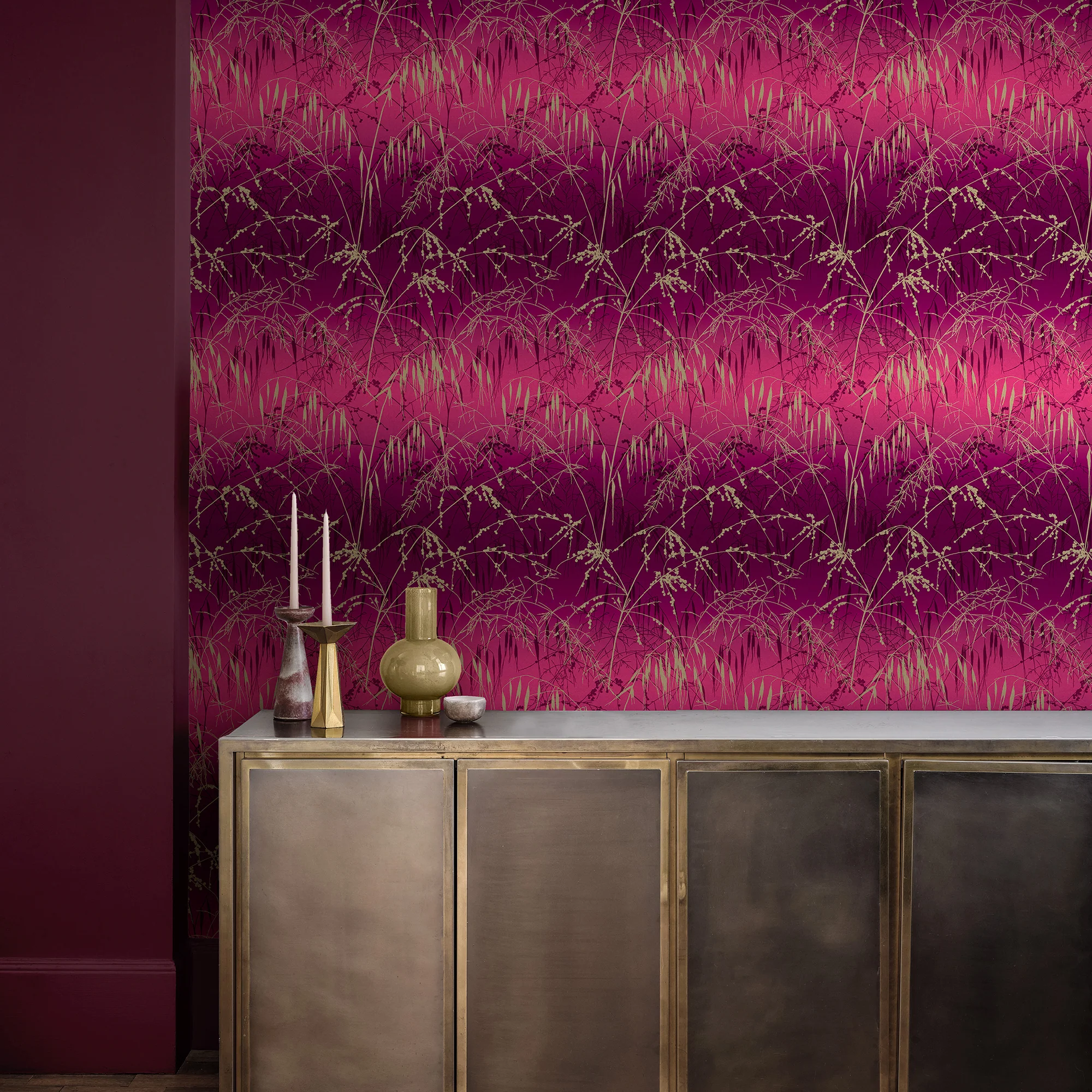 Clarissa Hulse Meadow Grass Damson and Soft Gold Wallpaper - Image 7