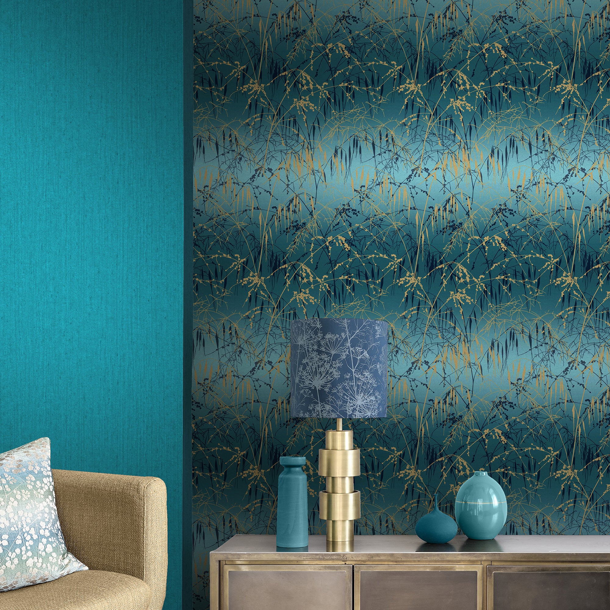 Clarissa Hulse Meadow Grass Damson and Soft Gold Wallpaper - Image 8