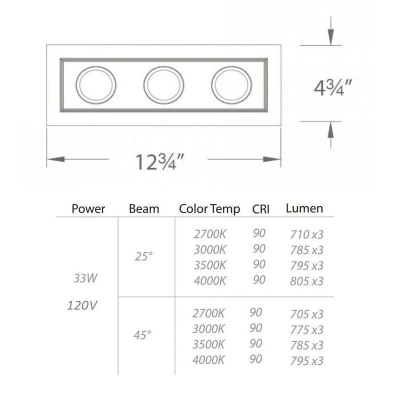 Mini Multiple Spots Three Light Recessed Trim and Housing - Image 13