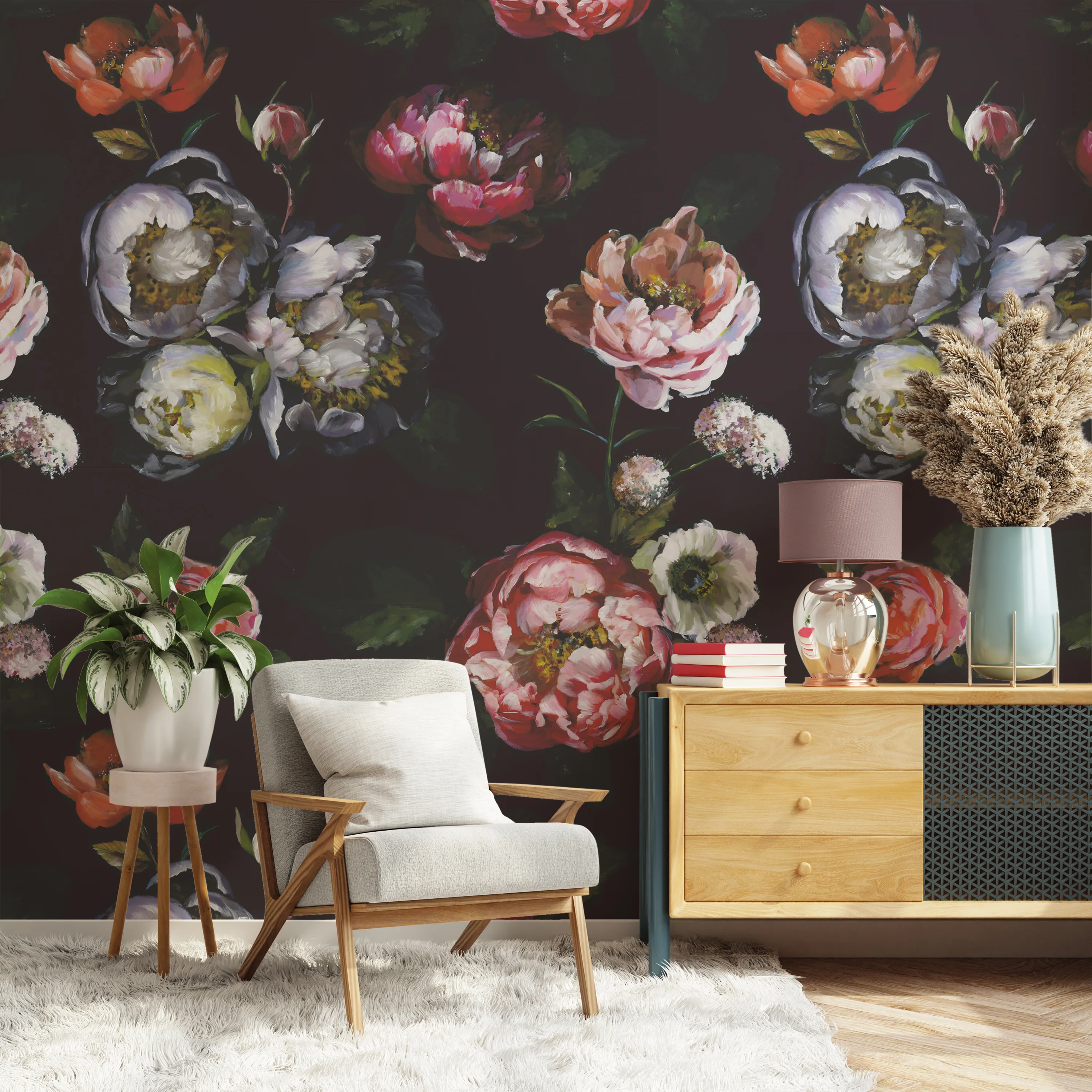 Moody Bloom Mural Wallpaper - Image 3