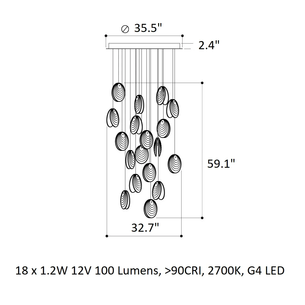 Mussels Round LED Chandelier - Image 17