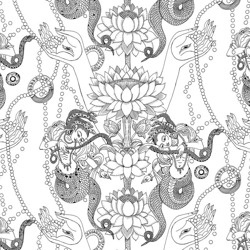 Naga Lotus Wallpaper Sample Swatch - Image 39