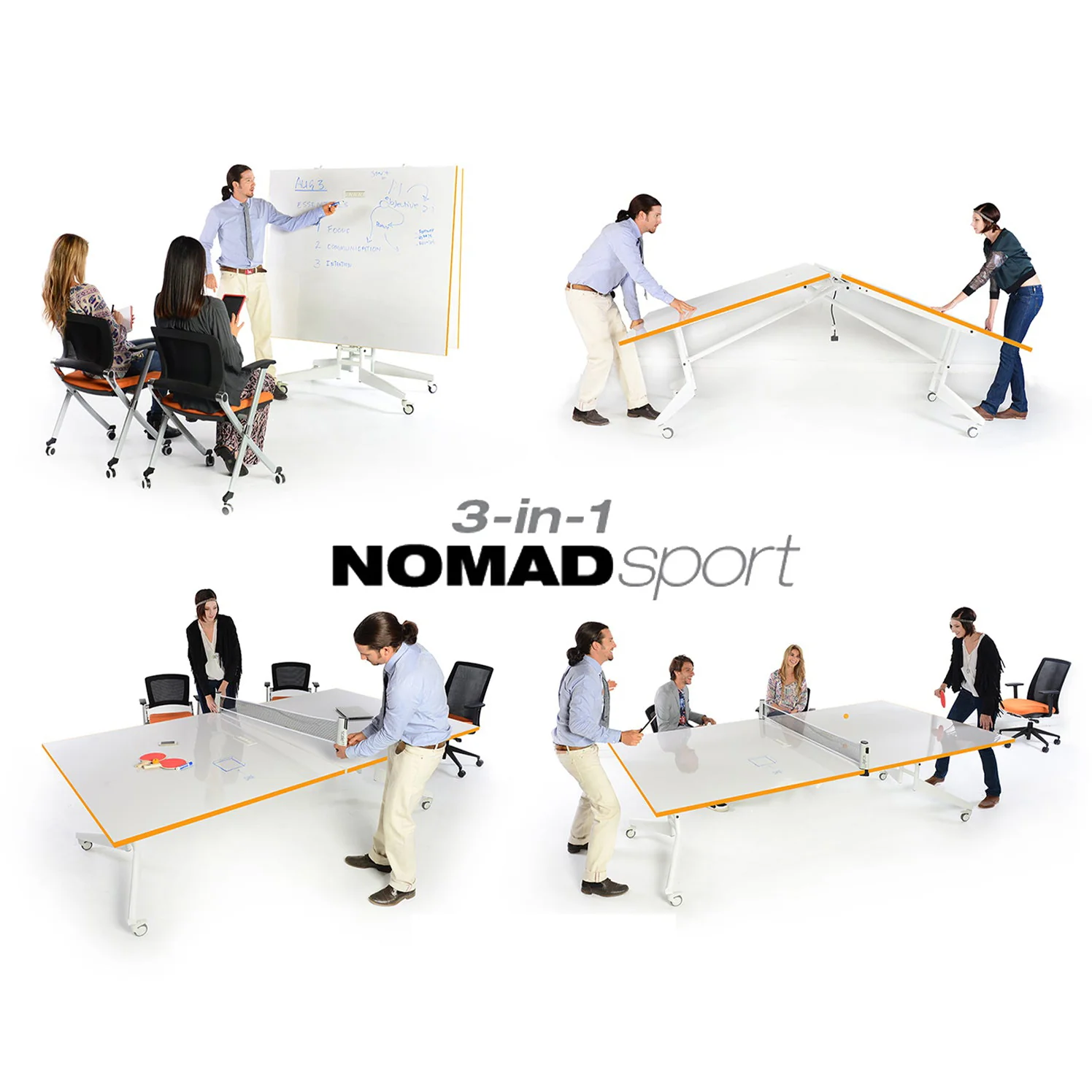Nomad Sport 3-in-1 Folding Ping Pong Conference Table with Whiteboard - Image 8
