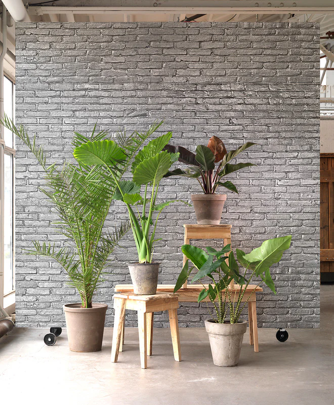 PHM-34 Silver Grey Brick Wallpaper - Image 3