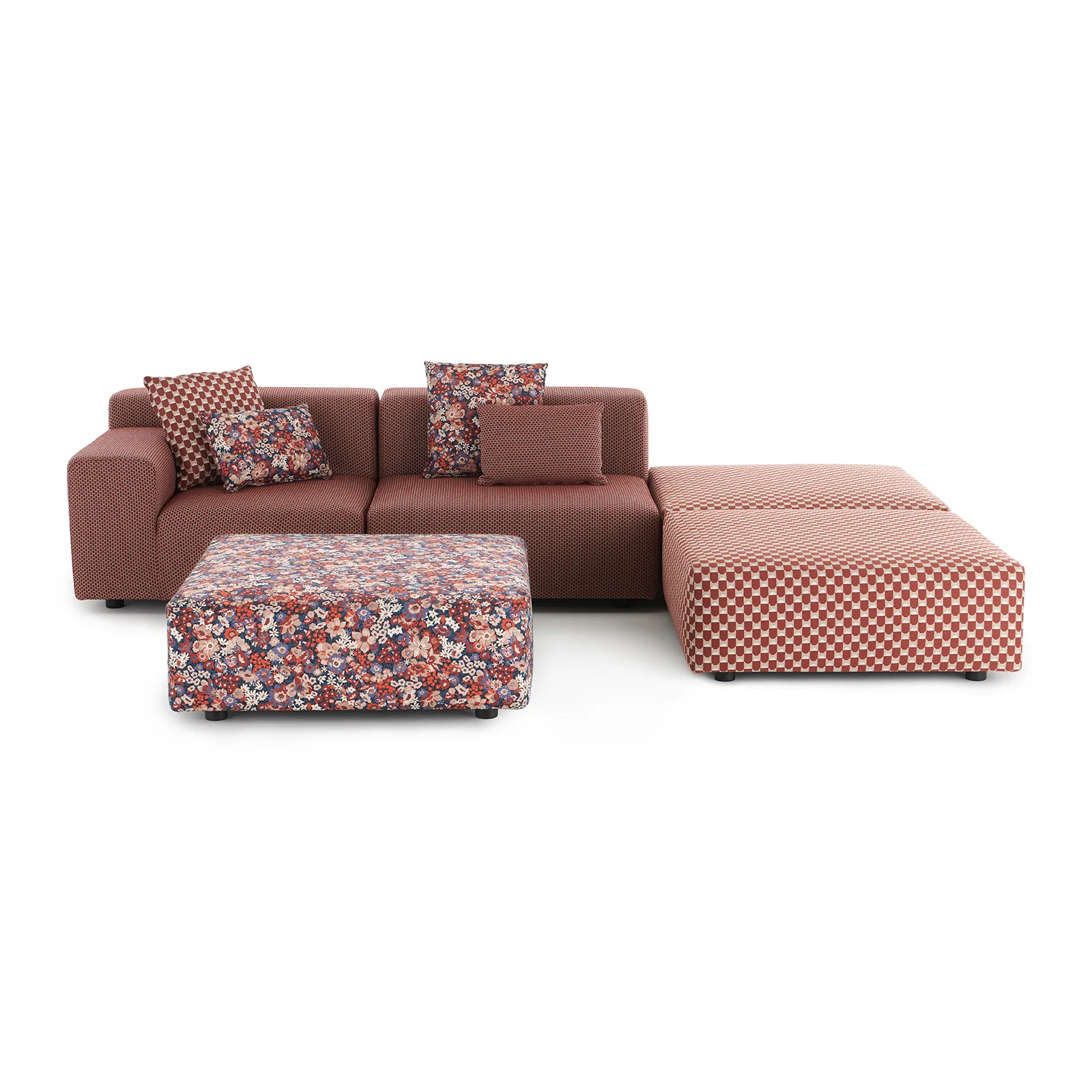 Plastics Outdoor Liberty 2-Seater Sofa with 3-Poufs - Image 4